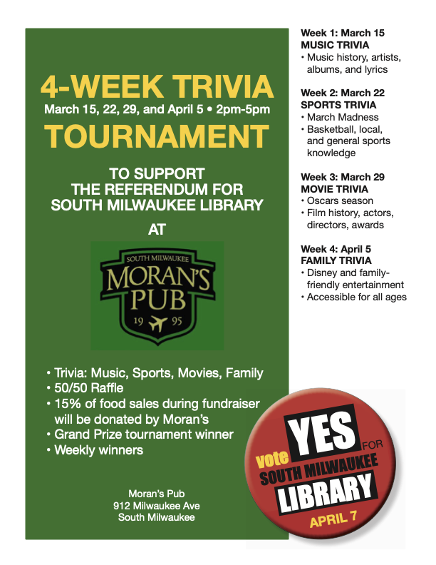 4-Week Trivia Tournament flyer at Moran's Pub